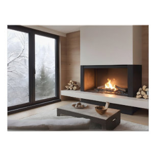 Fireplace at home photo print