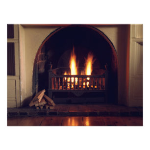 Fireplace at home photo print