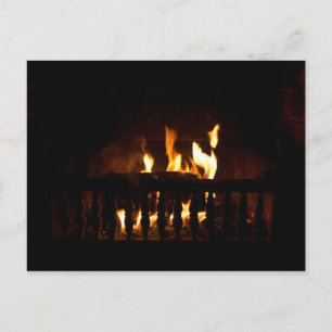 Fireplace at home postcard