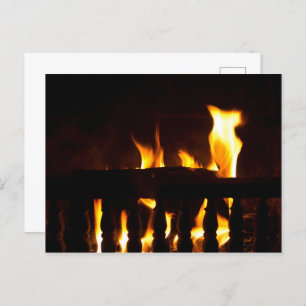Fireplace at home postcard