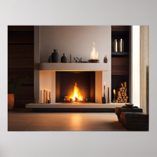 Fireplace at home poster