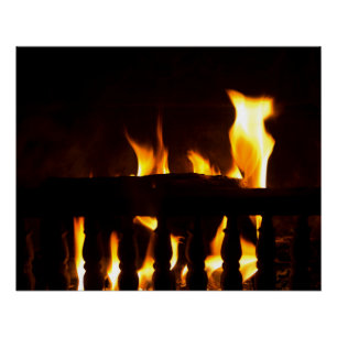 Fireplace at home poster