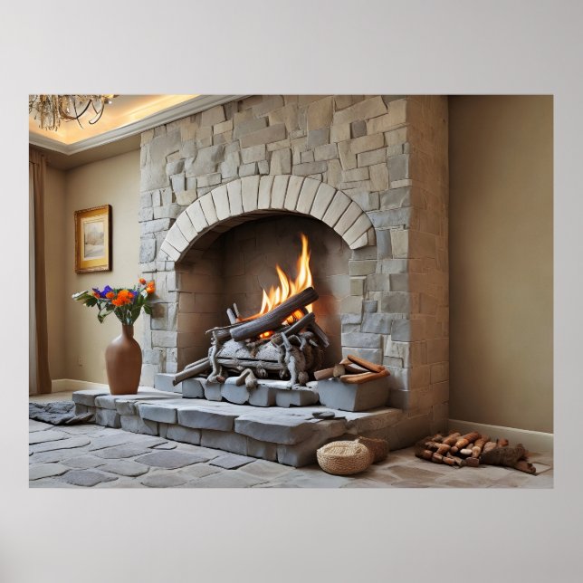Fireplace at home poster (Front)