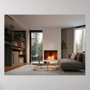 Fireplace at home poster