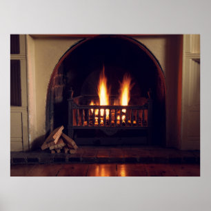 Fireplace at home poster