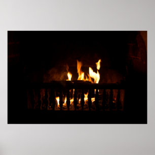 Fireplace at home poster