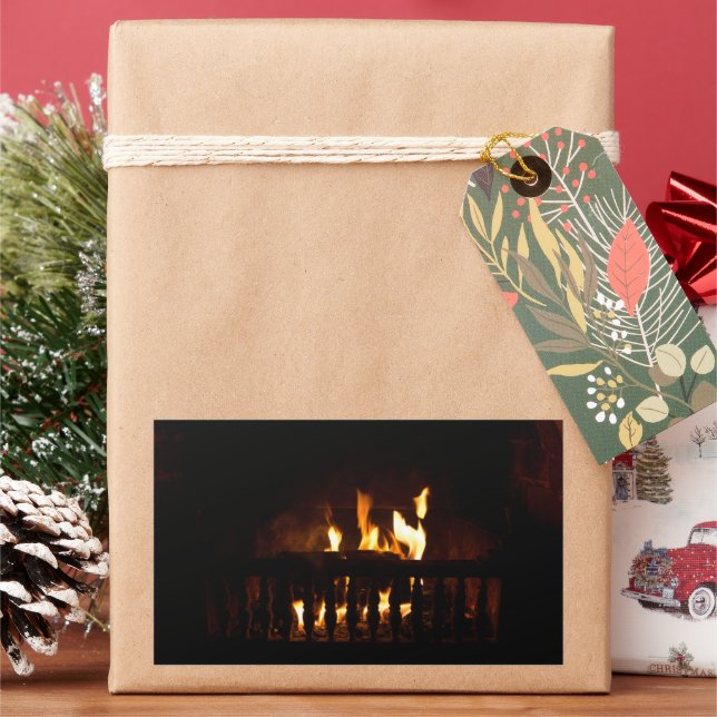 Fireplace at home rectangular sticker (Holiday)