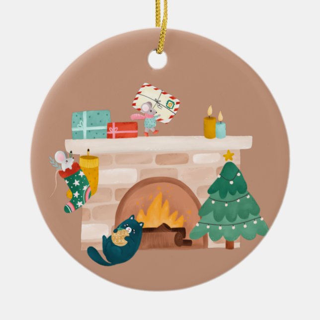 Fireplace Ceramic Tree Decoration (Front)