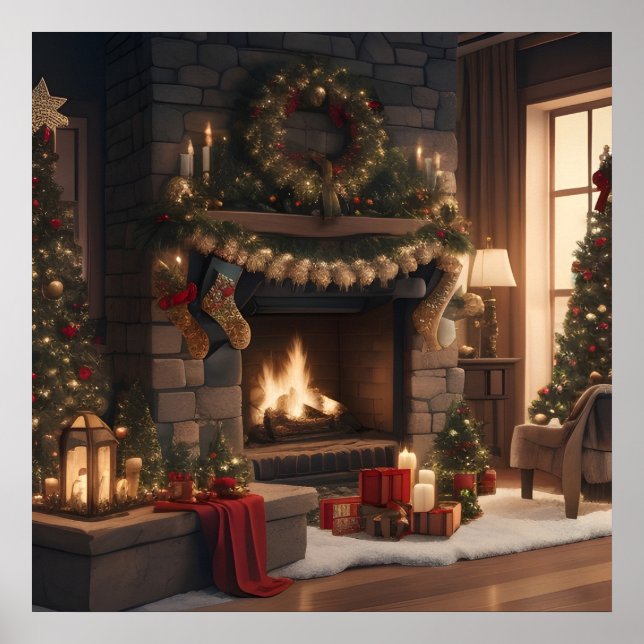 Fireplace Christmas Poster (Front)