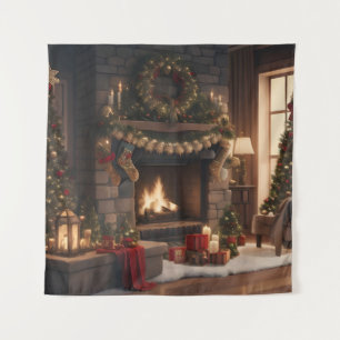 Fireplace Christmas Tapestry