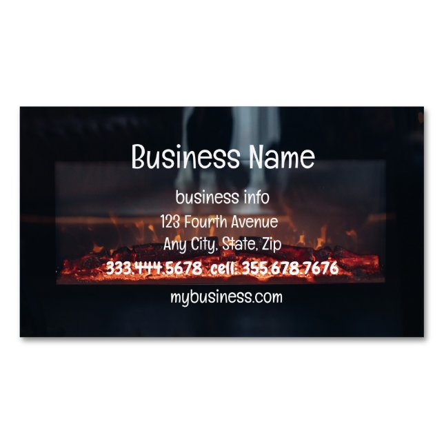 Fireplace Installation Service Custom Magnetic Business Card (Front)