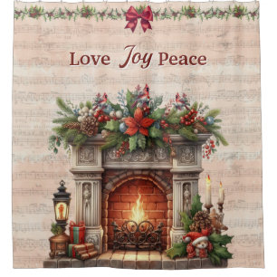 Fireplace, Music Notes, and Paris Postmark  Shower Curtain
