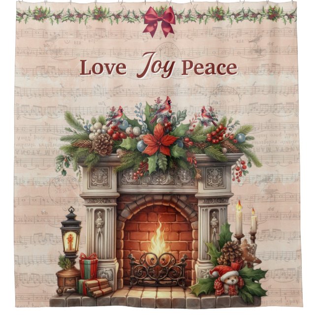 Fireplace, Music Notes, and Paris Postmark  Shower Curtain (Front)