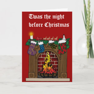 Fireplace on Christmas Eve Holiday Card