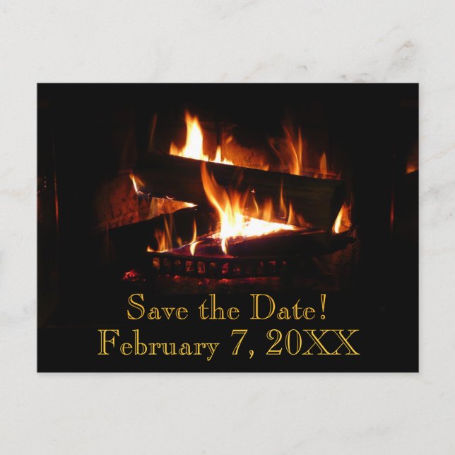 Fireplace Save the Date Postcard (Front)