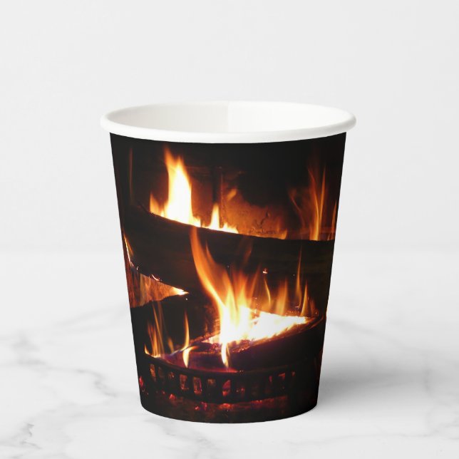 Fireplace Warm Winter Paper Cups (Left)