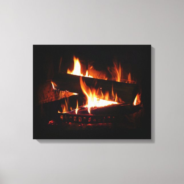 Fireplace Warm Winter Scene Photography Canvas Print (Front)