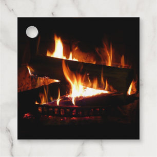 Fireplace Warm Winter Scene Photography Favour Tags