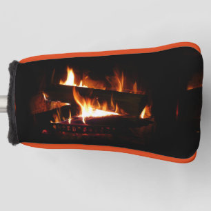 Fireplace Warm Winter Scene Photography Golf Head Cover