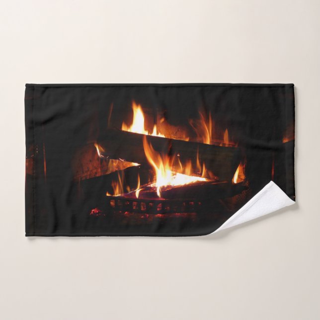 Fireplace Warm Winter Scene Photography Hand Towel (Hand Towel)