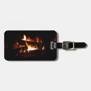 Fireplace Warm Winter Scene Photography Luggage Tag