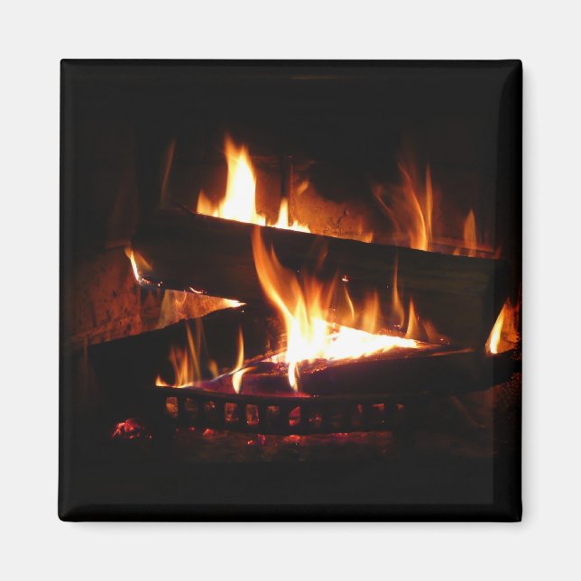 Fireplace Warm Winter Scene Photography Magnet (Front)
