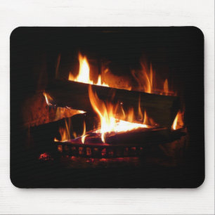 Fireplace Warm Winter Scene Photography Mouse Mat