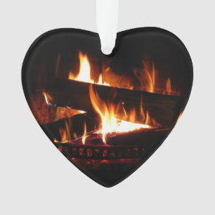 Fireplace Warm Winter Scene Photography Ornament