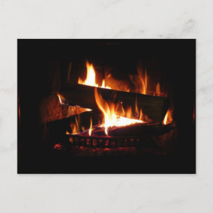 Fireplace Warm Winter Scene Photography Postcard