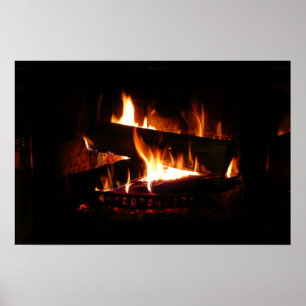 Fireplace Warm Winter Scene Photography Poster