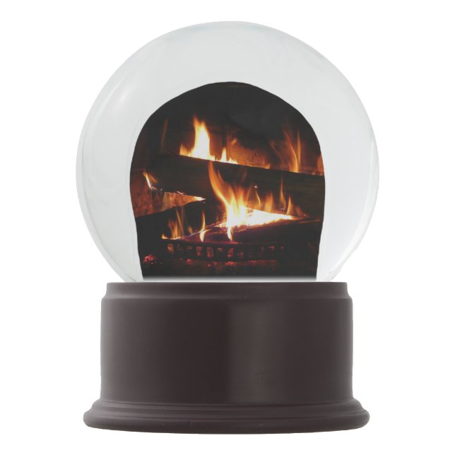 Fireplace Warm Winter Scene Photography Snow Globe (Front)