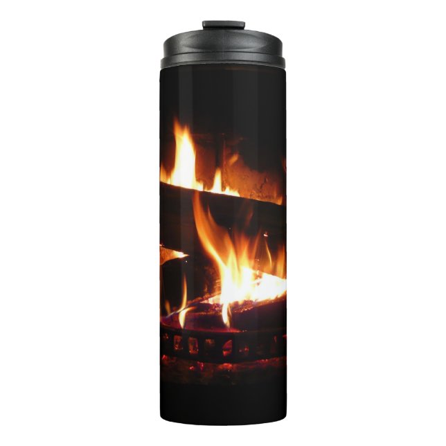 Fireplace Warm Winter Scene Photography Thermal Tumbler (Front)