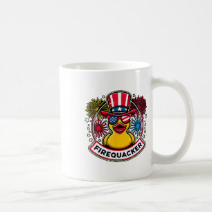 Firequacker 4th Of July Rubber Duck Usa Flag Coffee Mug
