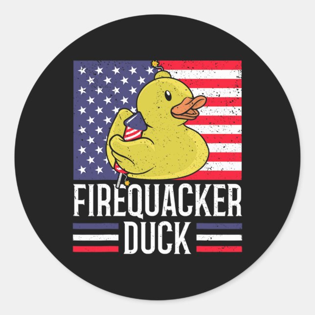 Firequacker Duck 4th Of July Firecracker Independe Classic Round Sticker (Front)