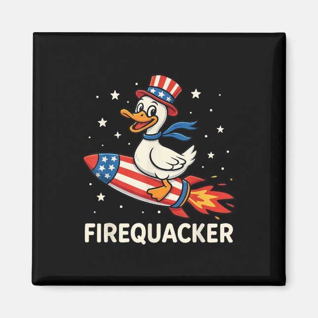 Firequacker Duck On Firecracker Funny 4th Of July  Magnet (Front)