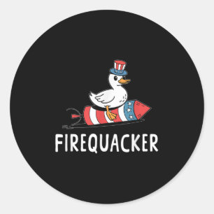 Firequacker Funny 4th Of July Patriotic Silly Goos Classic Round Sticker