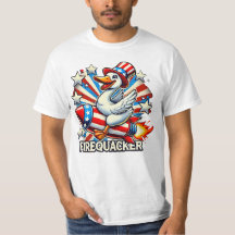 FIREQUACKER – Funny Patriotic Goose on a Rocket T-