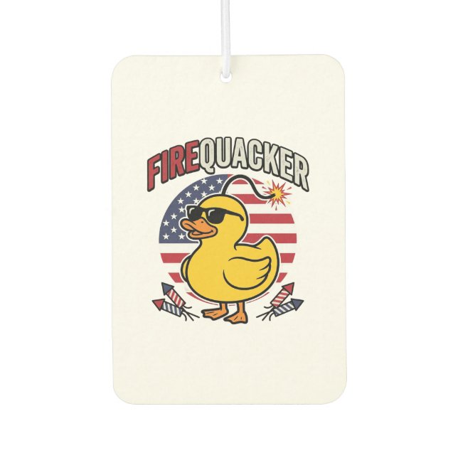 Firequacker Patriotic Duck Fireworks Vector Design Car Air Freshener (Front)