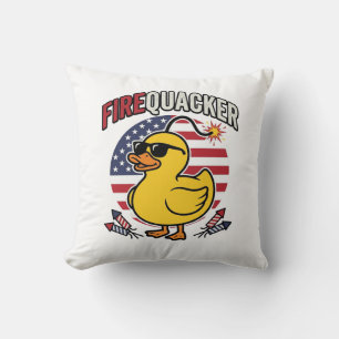 Firequacker Patriotic Duck Fireworks Vector Design Cushion