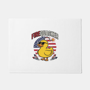 Firequacker Patriotic Duck Fireworks Vector Design Doormat