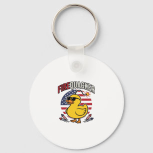 Firequacker Patriotic Duck Fireworks Vector Design Key Ring