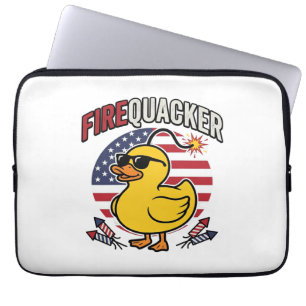 Firequacker Patriotic Duck Fireworks Vector Design Laptop Sleeve