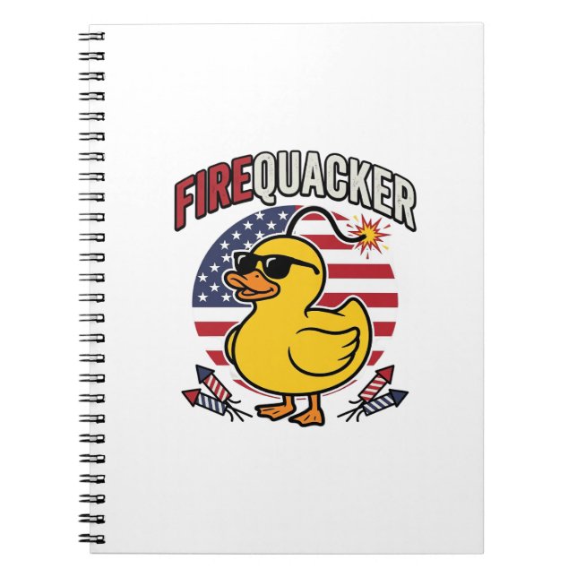 Firequacker Patriotic Duck Fireworks Vector Design Notebook (Front)