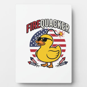 Firequacker Patriotic Duck Fireworks Vector Design Plaque