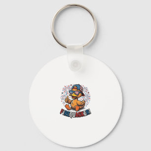 Firequacker Patriotic Duck Vintage Shirt Design_1 Key Ring