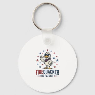 Firequacker Patriotic Duck Vintage Shirt Design_1 Key Ring