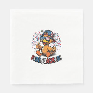 Firequacker Patriotic Duck Vintage Shirt Design_1 Napkin