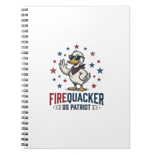 Firequacker Patriotic Duck Vintage Shirt Design_1 Notebook
