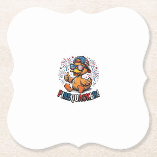 Firequacker Patriotic Duck Vintage Shirt Design_1 Paper Coaster
