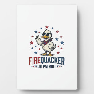 Firequacker Patriotic Duck Vintage Shirt Design_1 Plaque